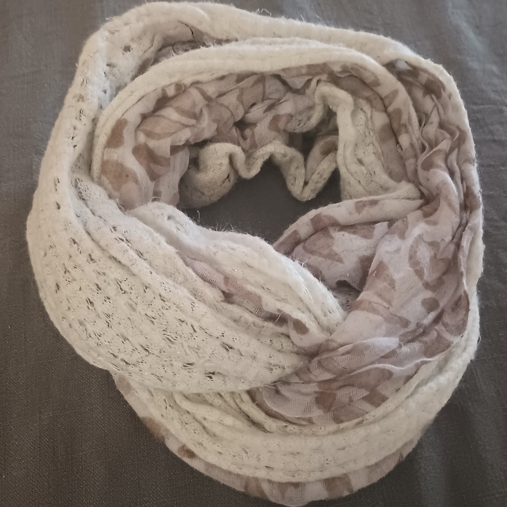Vanity Cream and Brown Knit Scarf